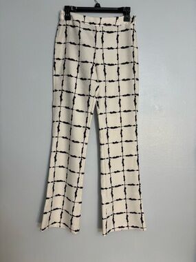 BCBGeneration Cream and Black Grid Flare Pants